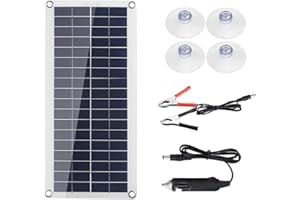 Getdoublerich Kit de panel solar de 50 W, panel solar monocristalino, cargador de batería de goteo de 12 voltios, mantenimiento para caravana, techo marino, granja, batería, barco, coche RV