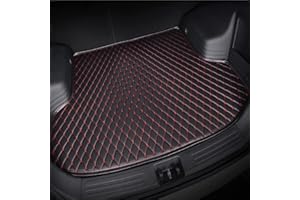 NVADE Voiture Tapis de Coffre pour MG ZS EV 2019 2020 2021, Cuir Anti Rayures Coffre Doublure Imperméable Antidérapant Protection Coffre, Auto Accessories,B/Black Red