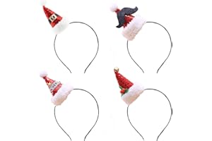 FRGASGDS Christmas Headband,4 Pcs Xmas Novelty Hats Santa Hat Sequin Headbands Headwear Head Hoop Christmas Hair Band Novelty Hats Holiday Party Fancy Dress Decorations