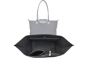 BOOSHMall Organisateur de Sac, Rangement Sac à Main pour Longchamp, Multi Poches Sac Pliage Femmes, pour téléphone, Clés, Tasse d'Eau(Gris Foncé, S)