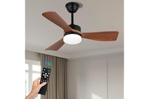diisunbihuo Ceiling Fans with Lights and Remote,36 Inch Low Profile Ceiling Fan with Light Flush Mount, Dimmable Noiseless Reversible DC Motor Wood Fan for Dinning Room Bedroom Hallway