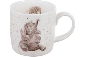 PORTMEIRION Wrendale by Royal Worcester Bone China Mug Role Model Elephants, Multi-Colour,11 oz