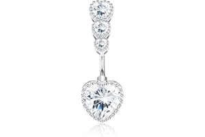 Sllaiss 14G CZ Belly Bar 925 Sterling Silver Pępek Pasek Dla Kobiet Okrągłe Serce Cyrkonia Pierścionek na brzuch Pępek Przekłuwanie pępka Biżuteria Serce