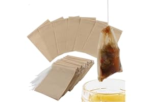 LYMYBETY 100Pcs Tea Infuser Bags Disposable Tea Bags 100% Natural Wood Pulp Paper Material for Loose Tea Cotton Drawstring Individually Wrapped Tea Bags (Wood Pulp Tea Bags, 100pcs 2.36*3.15 inch)
