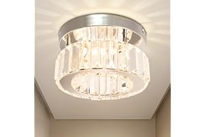 diisunbihuo Mini Crystal Chandelier Big Crystal Ceiling Lamp Round LED Pendant Light for Hallway Stairecase (Warm White)