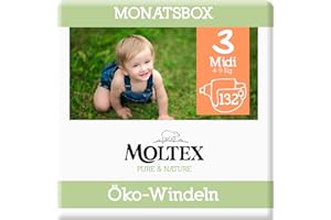 Moltex Pure & Nature Öko Windeln Größe 3 Midi (4-10 kg) Monatsbox 132 Bio Windeln
