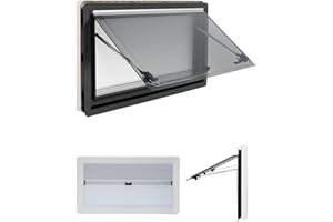 FETCOI Wohnmobilfenster 900x500 mm Wohnwagen Fenster E13 Ausstellfenster Wohnmobil Fenster RV Externes Push Fenster mit Fliegengitter und integriertem Rollo Fliegengitter Seitenfenster für Van Camper