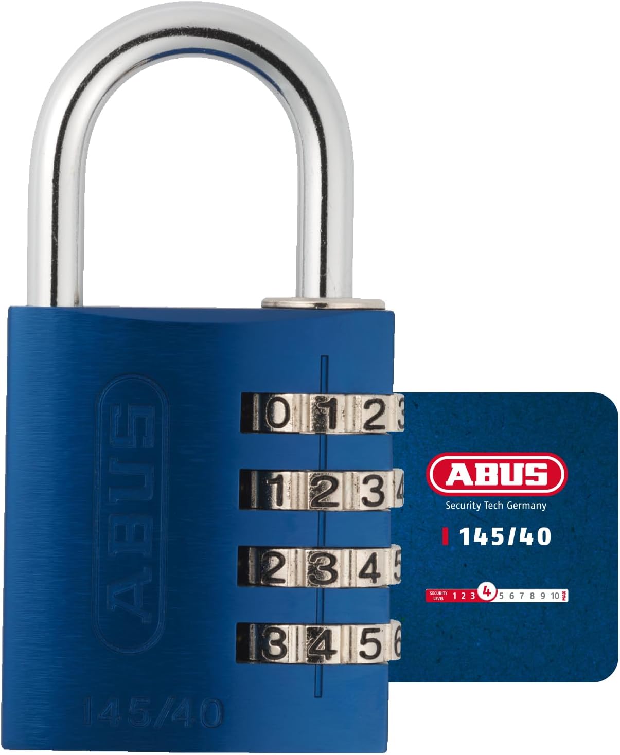 ABUS Cadenas à Code 145/40 - Corps Aluminium, Code Numérique Réglable | Pour casiers, valises & armoires - code 4 chiffres personnalisable - niveau de sécurité 4 - largeur 41 mm, poids 110 g