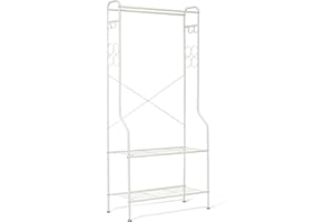 Hododou Coat Rack Stand Versatile Hall Tree Storage Rack Coat Rack with Shoe Rack Home Office Hallway Bedroom 155CM (White)