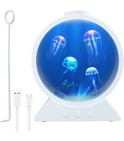 OKESYO Lampada a LED per meduse, 17 colori RGB Touch meduse, lampada a LED Jellyfish, portatile, ricaricabile, per casa, ufficio, Natale, Halloween, regali (Senza base