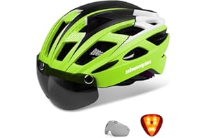 Shinmax Bike Helmet with Safety LED Light Cycle helmet for Men Women Bicycle Helmet with Detachable Magnetic Visor & Liner Breathable MTB Helmet Adult Lightweight Adjustable Size Cycling Helmet NR-096
