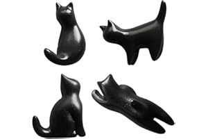 GTYHH 4 szt. małych czarnych magnesów na lodówkę dla kotów, kreatywne magnesy na lodówkę, urocze magnesy na lodówkę, proste magnesy na lodówkę, dekoracyjne magnesy na lodówkę, 4 szt