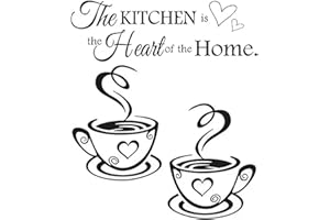 Wajade Kitchen is The Heart of The Home Wall Sticker Quotes Motivational Wall Decals,Family Inspirational Wall Stickers for Kitchen Dinning Room Decoration