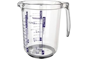 ‎FACKELMANN Fackelmann Profi-Messbecher, Messkanne aus Kunststoff, Messbecher mit vielfältiger Skalierung (Farbe: Transparent), Menge: 1 Stück