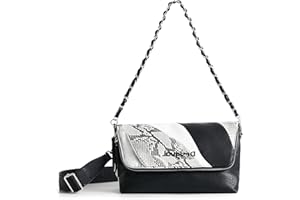 Desigual Bag_Patch Psico Snake Ven 2000 Black, Sac à Dos Noir Femme, Taille Unique