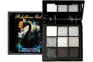 MORLUKS Palette di Ombretti Smokey, 9 Colori Halloween Trucco Ombretto Occhi Goth Nero Argento Grigio, Eyeshadow Scuri a Lunga Durata,Set di Trucchi per Ragazze, Kit Regalo per Spettacoli Teatrali Halloween