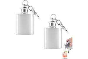 BEUFEE 1oz Mini Bottiglia di Vino Tascabile, 2 Pezzi Fiaschetta di Whisky Boccetta di Liquore di Whisky in Acciaio Inox Bottiglia di Alcool Portatile Tasca di Bottiglia di Vino Portachiavi Fiaschetta Imbuto