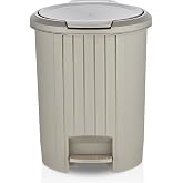 12 Litre Bas A&ccedil; Kapaklı &Ccedil;&ouml;p Kovası - Click Kapak Pedallı &Ccedil;&ouml;p Kovası Banyo Mutfak &Ccedil;&ouml;p Kovası (Latte)
