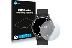 Savvies 6 Stück Schutzfolie für Armbanduhren (Kreisrund, ø: 47 mm) Displayschutz-Folie Ultra-Transparent