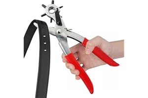 MAIXIANGGUOJI Leather Hole Punch Belts Super Heavy Duty Rotary Puncher, 6 Hole Sizes Maker Tool Watch Bands, Straps, Dog Collars, Saddles, Shoes, Fabrics, DIY Home or Craft Projects (Red)