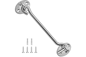 TOPYWMSP Hook and Eye Latch 1Pcs 8 Inch Stainless Steel Cabin Hook for Door,Gate,Window(200mm)