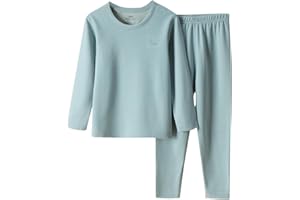 XINYUNZU Kinder Kleidung Set Einfarbig Hausanzug Langarmshirt + Thermohose Set 2 Teiler Casual Outfit Thermo Schlafanzug Pyjama Set Bekleidungssets für Mädchen und Jungen 2-13 Jahre Alt