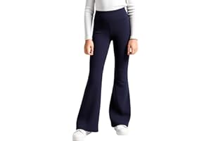 Domueay Ragazze Leggings Foderato in Pile, Termico Svasati Legging, Caldo Lunghezza Pantaloni a Zampa, Casual Elasticizzati Danza Sportivi Collant Bambini Abbigliamento 6-13 Anni