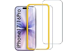 ivoler Protector Pantalla para iPhone 17/iPhone 16 Pro 6.3 Pulgadas, Incluye Marco de Instalación Fácil, Cristal Vidrio Templado Premium-2 Pack