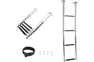 DasMarine 316 Stainless Steel Telescoping Boat Ladder, 308kg Capacity for Marine Yacht/Swimming Pool with Retaining Strap