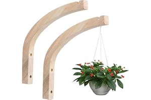 Bhoulandi Wooden Hanging Plant Hooks, Pack of 2 Wall Mounted Hooks for Indoor Plants and Flowers
