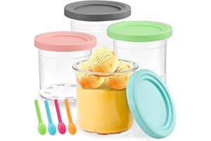 FONWUJIOT 4er-Set Creami Behälter für Ninja Creami Eismaschine, Eismaschine Zubehör Kompatibel mit NC300 NC301 NC299AMZ Serie, Eisbehälter für Speiseeis mit Deckel, BPA-frei, Spülmaschinenfest, Auslaufsicher