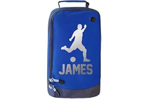 ABSOLUTELY TOP Personalised Childrens Football Boot Bag Boys Footy Kids Sports Rugby Pe Kit, Deep Sea Blue/Silver Print