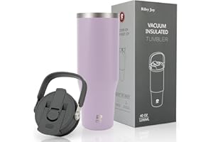 Riley Joy 2.0 Trinkflasche Edelstahl 1.2L Thermobecher mit Strohhalm und Henkel - Spülmaschinenfest - Auslaufsicherer Kaffeebecher to Go