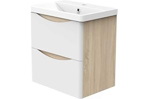 BIUBIUBATH 500mm Wall Hung Bathroom Vanity Basin Unit Matt White 2 Soft Close Drawers Bathroom Furniture Set