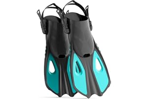 CIYYFVA Aletas de Buceo con Hebillas Ajustables y Talón Abierto. Aletas Cortas de Natación, Tamaño de Viaje, para Buceo, Natación, Adultos, Hombres, Mujeres y Niños