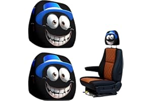 YOFDAL 2 PCS accesorios divertidos para reposacabezas Funda universal para reposacabezas transpirable, divertido asiento de coche (A)
