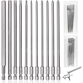GZLFH 11-Piece Bit Long 150 mm, Bit Set Long Magnetic 1/4 Inch Hex Shank PH1 PH2 Phillips Hex Screwdriver Bit Set Universal E