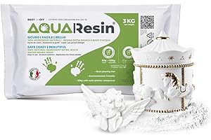RESCHIMICA AQUA RESIN® – Yeso Alpha | Efecto Porcelana Satinado | Listo con Agua | Seguro & No Tóxico | Blanco Intenso y Coloreable | Para DIY, Moldes & Proyectos Creativos (Blanco, 3 kg)
