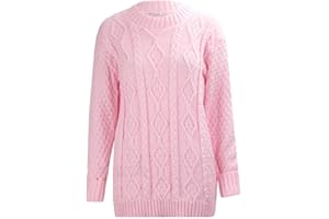 Red Olives Ladies Women’s New Chunky Diamond Cable Knitted Long Sleeve Sweater Pull Over Jumper Top Cable Knit Warm Chunky Sweater Formal Everyday Casual Crew Neck Pullover Tops