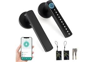 GUGXIOM Fingerprint Door Lock, 5-in-1 Smart Fingerprint Door Knob, Smart Biometric Keyless Entry Lock, Biometric Door Lock with Smart App Code Backup Key for Bedroom Home Office Apartment