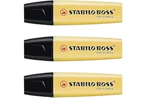 STABILO Lot de 3 Surligneurs BOSS ORIGINAL Pastel Pte Biseautée 2-5 mm Jaune Pastel