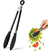 Kitchen Tongs, BBQ Tongs, Cooking Tongs, Stainless Steel Material with Silicone, Food Safe, Salad Tong, BPA Free, Anti-Slip H