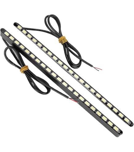 Feux Diurnes (DRL) Universels Blancs 8 LED - 12V, Paire Complète, Neuf Sous Blister (ANGRONG)