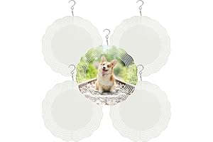 CHONOVO 5 Stück Sublimations-Windspiel-Rohlinge 20,3 cm Windspinner Sublimationsrohlinge 3D Aluminium Metall Windspiele für Hof und Garten Indoor Outdoor Fenster Veranda Haustür Dekoration rund