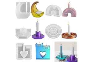 zhongko Silikonformen Gießformen 6 Stück Silikonform Kerzenhalter Gießform Kerzenhalter für Epoxidharz DIY Heimdekoration (CHM-6Pcs)