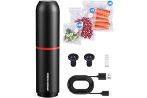 AIRMSEN Petite machine à vide 40 kPa aspirateur à main avec 33 sacs sous vide et 2 bouchons à vin, idéal pour la maison, les voyages, le camping et le stockage des aliments