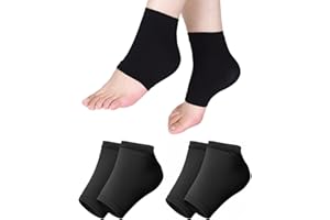 PHIOMUUE 2 Pairs Moisturizing Gel Heel Socks,Silicone Sock for Moisturizing Feet,Soft Ventilated Gel Beauty Socks for Cracked & Dry Heel Skin,Day & Night for Men & Women (Black)