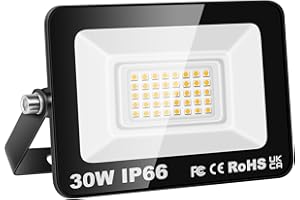 Willpower Faretto LED da Esterno 30W 3000LM Faro LED IP66 Proiettore LED 4000K Bianco Caldo Lampada Luce di Sicurezza a LED 85V-265V Illuminazione per Giardino Garage Cortile Patio Corridoio