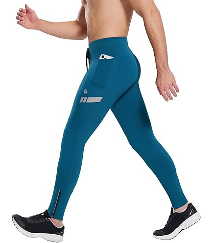 MSemis Sportlegging voor heren, zijdeachtige compressiebroek, yoga