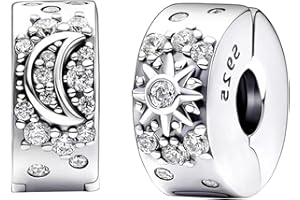 APMGONT Sonne Mond Stern Clip Abstandshalter Stopper Charm für Armbänder und Halsketten, 2 Stück Charms Anhänger Damen, Clip Abstandshalter Charm für Anhänger Charms Schmuck Geschenk für Frauen